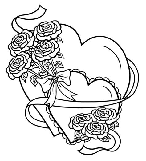 All 20 mysteries of the rosary are included in this printable set of coloring pages. Hearts and Roses Tied with Ribbon Coloring Page | Color Luna
