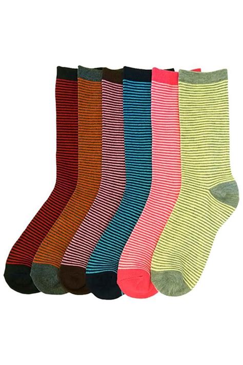 thin striped multicolor womens 6 pack crew socks 2019 sukat