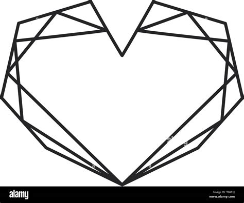 Geometric Vector Black Heart Shape Frame With Place For Text Love Icon