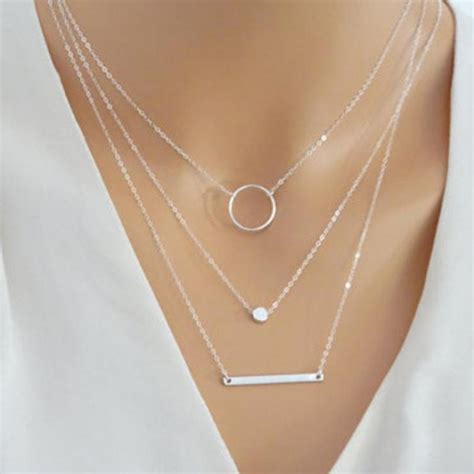 Surou Delicate Layered Necklaces Women Multi Layering Chain Bar