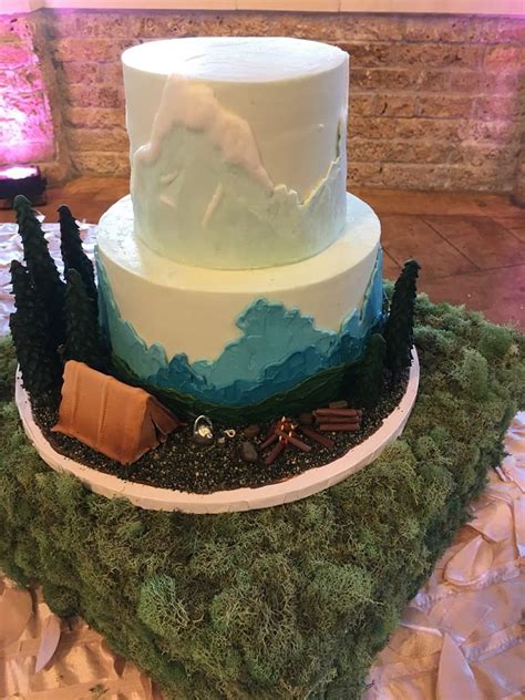 A gorgeous scenic mountain cake 🏔 | Mountain cake, Cake, Grooms cake