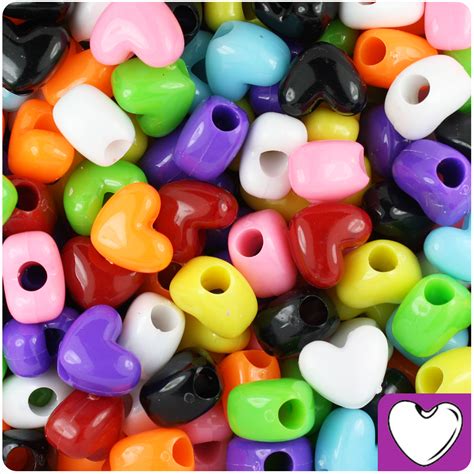 BeadTin Multi Colored Opaque 12mm Heart Pony Beads (250pcs) - Walmart.com - Walmart.com