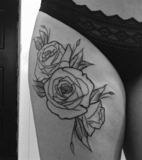 Rose outline thigh tattoo | Tattoos, Thigh tattoo, Rose tattoo