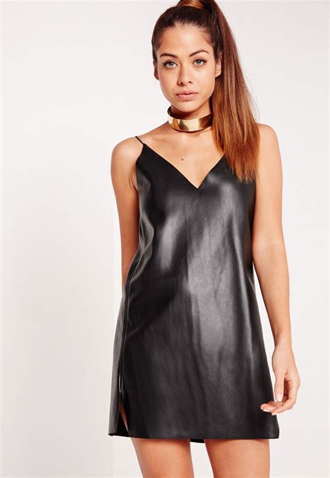 Missguided Faux Leather Cami Dress Black Tøj