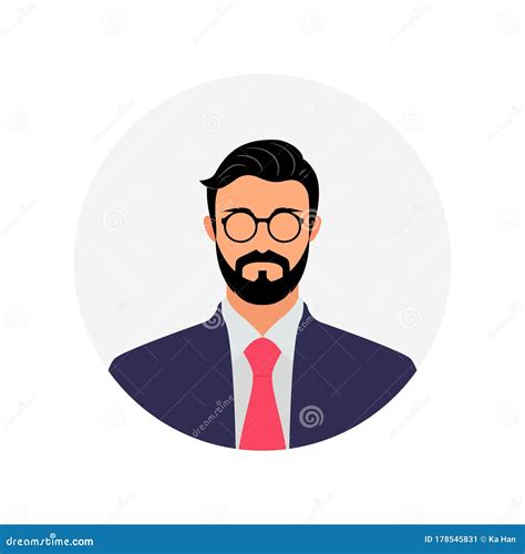 Businessman Avatar Image With Beard Hairstyle Male Profile Vector