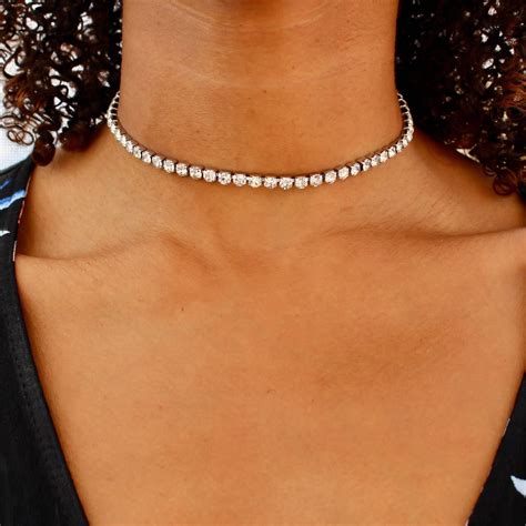 dainty rhinestone choker diamond choker crystal choker etsy crystal choker necklace diamond