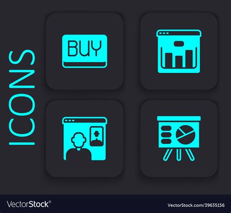 Set Board With Graph Buy Button Browser Stocks Vector Image