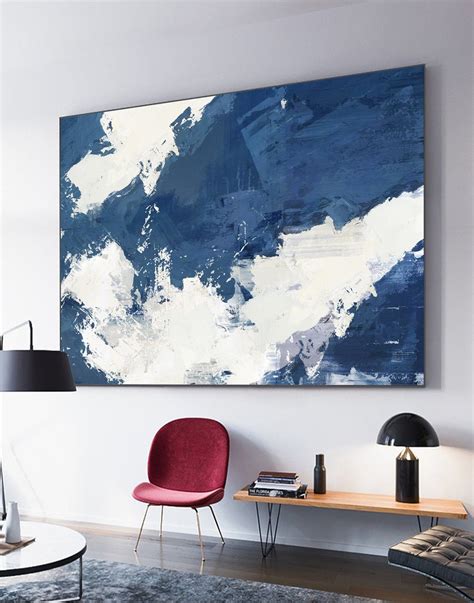 Original Blue Abstract Painting White Abstract Painting Etsy Blue