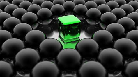 3d Abstract Green Cube