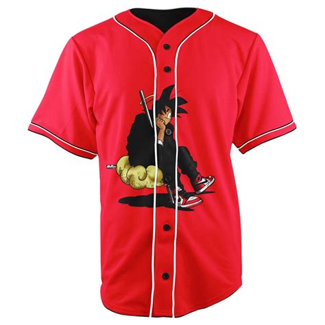 Donned by taiwan's chinatrust brothers. Fresh Goku Dragon Ball Z Red Button Up Baseball Jersey - JAKKOU††HEBXX