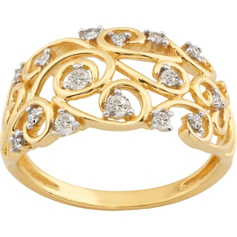 10k Yellow Gold 14 Ctw Diamond Ring Diamond Fashion Rings Jewelry