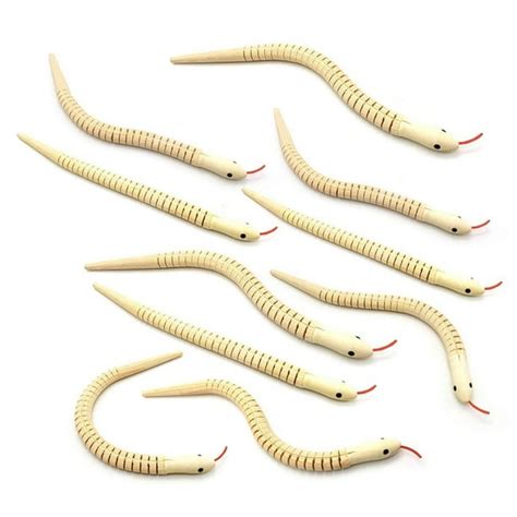 10pcs 12 Inch Unfinished Wooden Wiggly Snakes Jointed Flexible Wooden