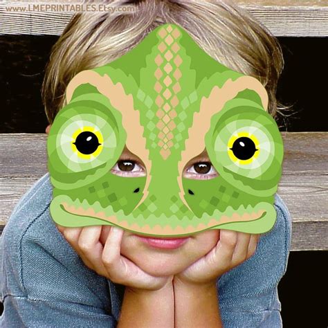 Chameleon Printable Mask Diy Halloween Costume Reptile Lizard Etsy