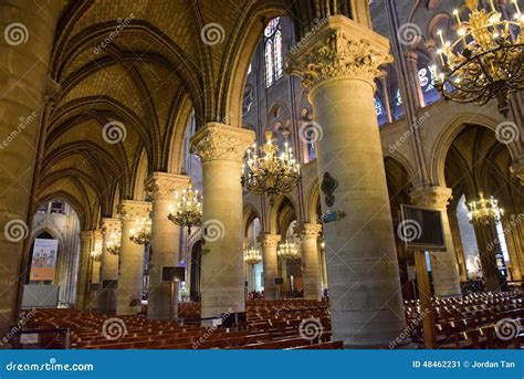 Majestic Interior of the Famous Notre Dame De Paris Cathedral in Paris