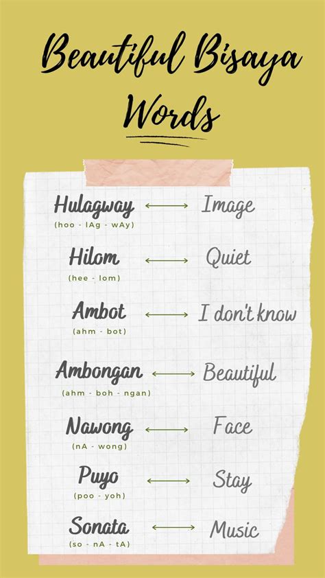 beautiful bisaya words filipino words tagalog words uncommon words
