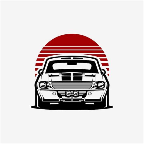 Premium Vector Classic American Muscle Car Front View Vector Art