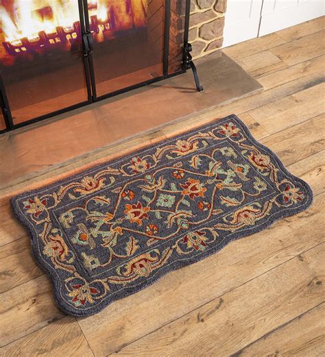 Hand Tufted Fire Resistant Scalloped Wool Mclean Hearth Rug Merlot