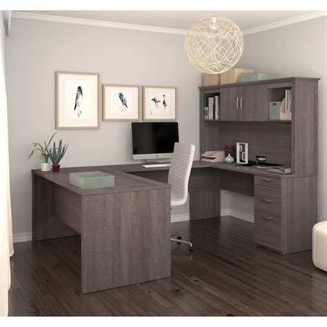 Desks Office Collections Bestar U Shaped Desk Bark Gray Logan