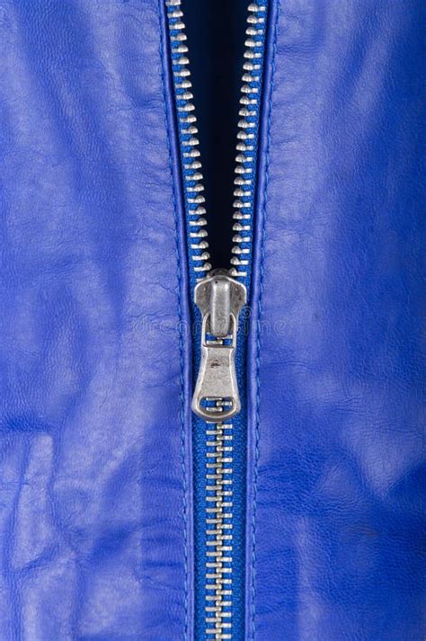Blue Leather And Locking Zipper Stock Photo Image Of Lock Security