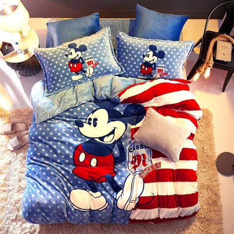 Stunning disney mickey mouse bedding set, mickey mouse in disney movie, bedding include 1 duvet cover 2 pillowcases, twin, full, queen, king. Blue Flannel fleece Mickey Mouse comforter bedding sets ...