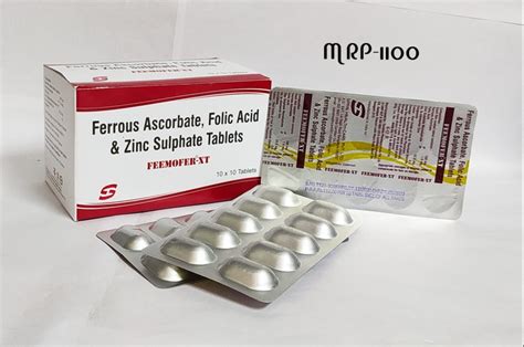 Ferrous Ascorbate Folic Acid And Zinc Sulphate Tablets Boxstrips Rs
