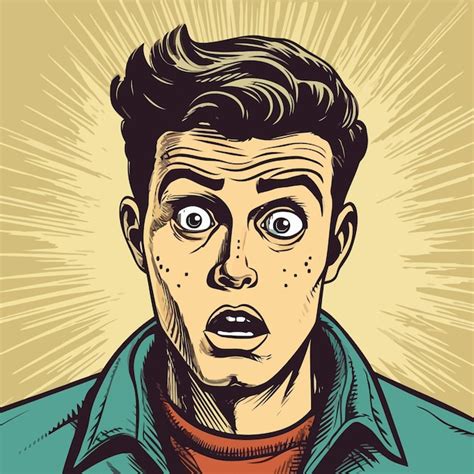 Premium Vector Face Of An Admiring Or Surprised Young Man Retro Pop
