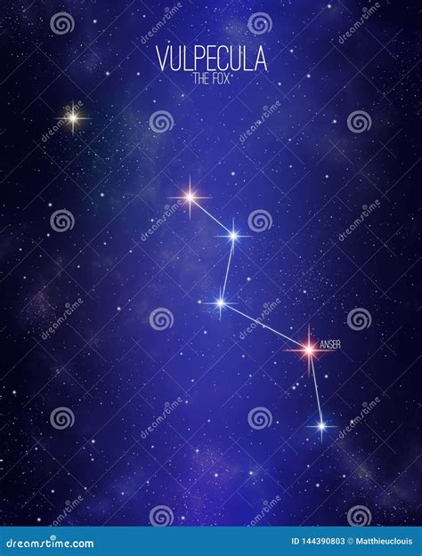 Vulpecula The Fox Constellation Map On A Starry Space Background Stars