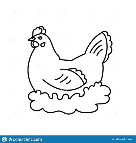 Laying Hen Chicken Lays Golden Eggs Vector Illustration