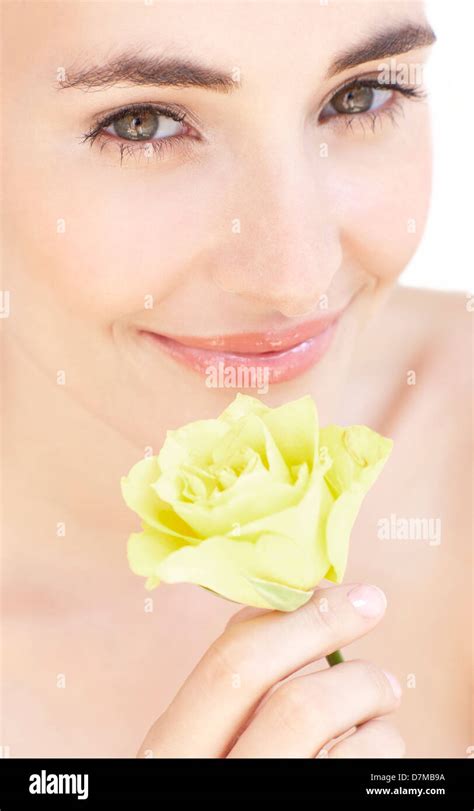 Woman With Rose Stock Photo Alamy