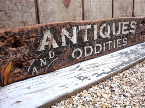 Rustic Distressed Antiques And Oddities Wood Sign Wood Signs
