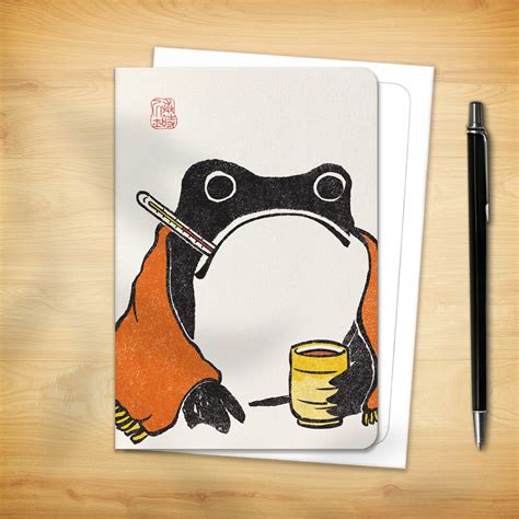 Japanese Get Well Soon Card Ezen Frog For Him Her Them Etsy