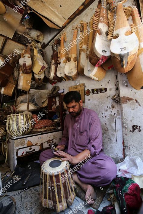 Pakistani Man Makes Traditional Instrument Called Editorial Stock Photo