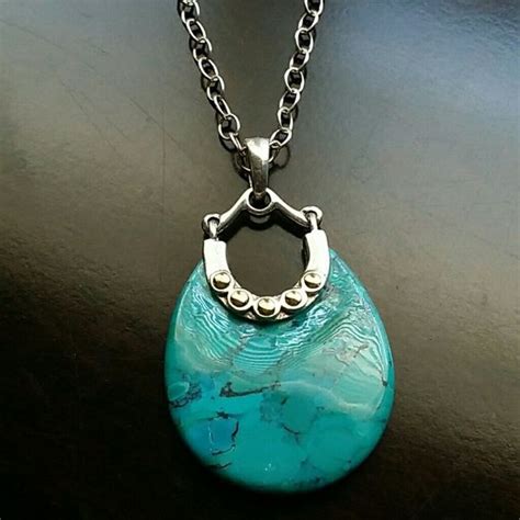 Genuine Turquoise Sterling Silver Barse Pendant Genuine Turquoise