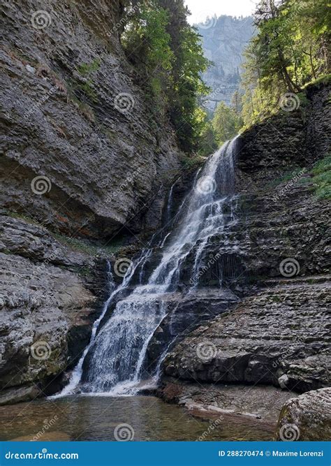 Beautiful Multi Layer Alpine Waterfall Stock Photo Image Of River