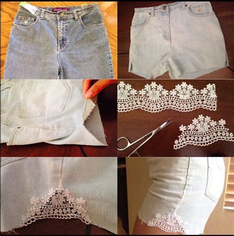 Diy Shorts Refashion With Bleach And Lace 1 Dunk Jeans In A Bucket