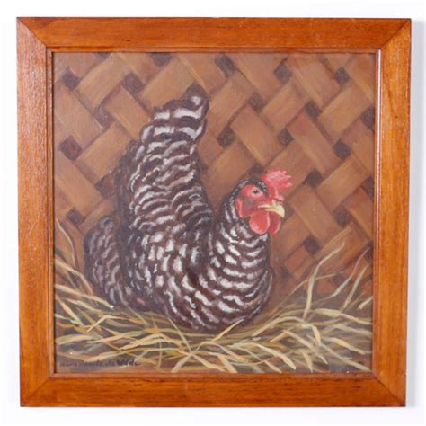 Unknown Four French Oil Paintings On Board Of Chickens For Sale At