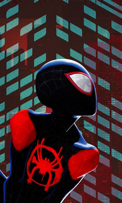 Download Wallpaper 1280x2120 Miles Morales Black Suit Spider Man