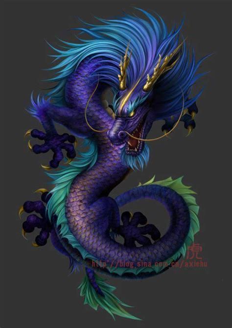 Blue Chinese Dragon Art