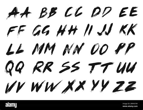 Abc Set With Alternatives Brush Font Alphabet From Paintbrush Strokes
