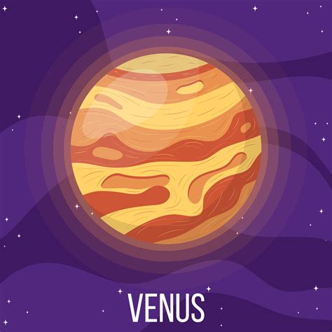 Venus planeta en el espacio universo colorido con venus ilustración de vector de estilo de