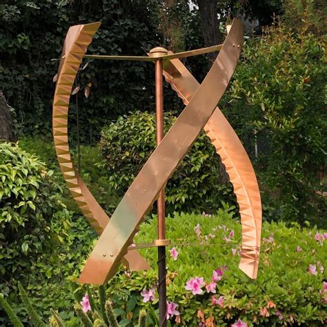 Stanwood Wind Sculpture Kinetic Copper Triple Spinner Etsy Wind
