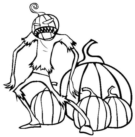 Scary Pumpkin Creature Coloring Page Coloring Sky