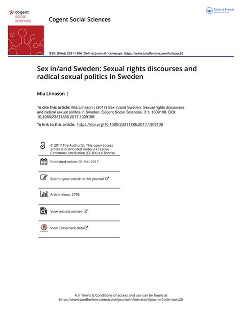 Pdf Sex Inand Sweden Sexual Rights Discourses And Radical Sexual Politics In Sweden