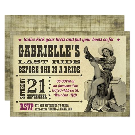 Country Bachelorette Party Pinup Cowgirl Invitation