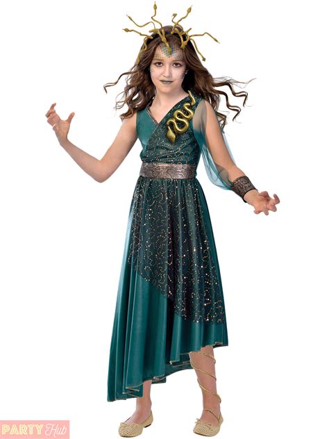 Girls Medusa Costume Greek Myth Snake Goddess Fancy Dress Kids