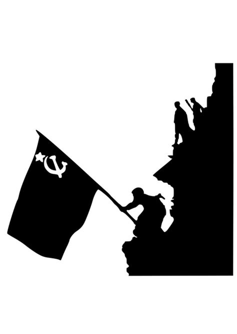 Kleurplaat Rode leger vlag op de Reichstag. Gratis kleurplaten om te