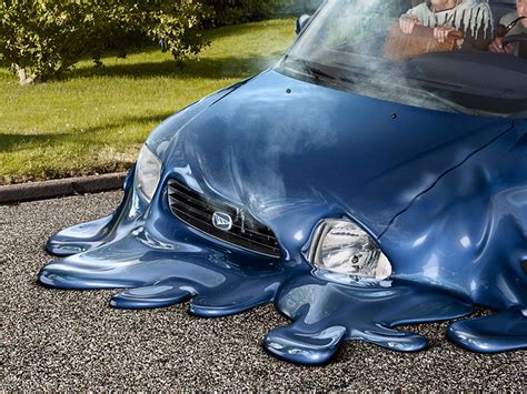 Surreal Scenes Show Melting Cars Disappear Into Suburban Streets
