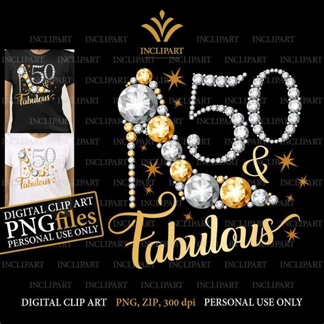 50 And Fabulous 50th Birthday Digital Clipart Png Format Etsy Uk
