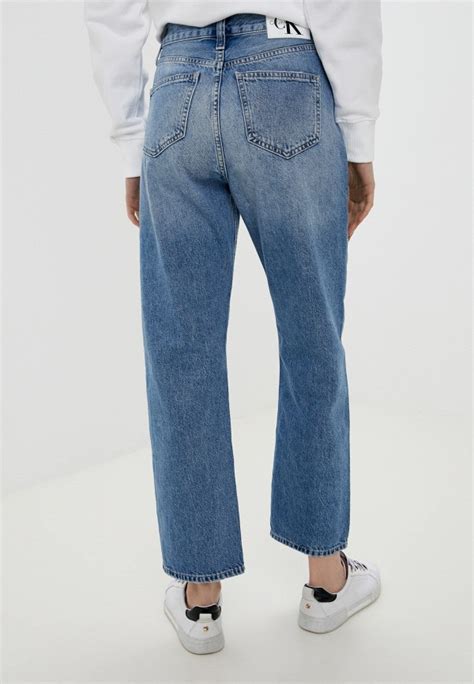 Джинсы Calvin Klein Jeans HIGH RISE STRAIGHT ANKLE цвет голубой