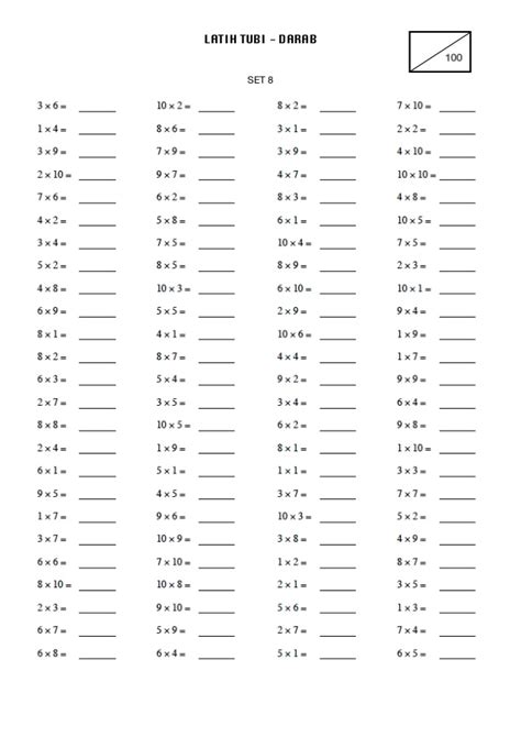 Latih tubi ini adalah dalam bahasa melayu dan mengandungi 20 soalan. Soalan Latih Tubi Matematik Tahun 2 - Contoh QQ